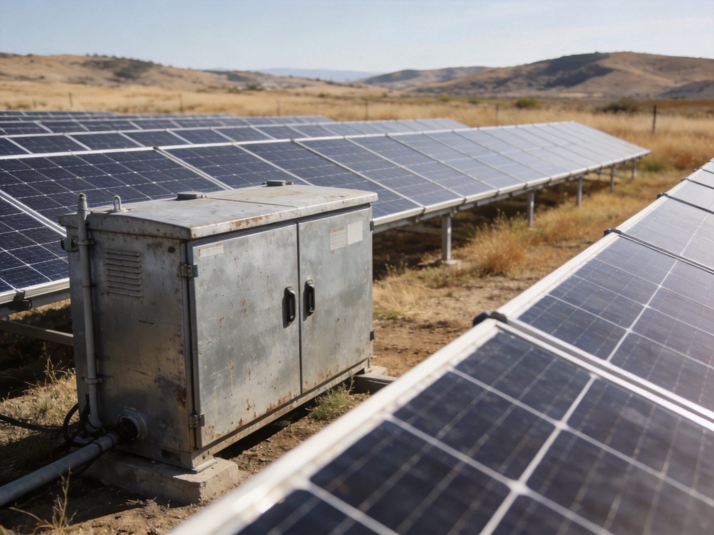 Off-grid solar installation with battery storage at a remote site