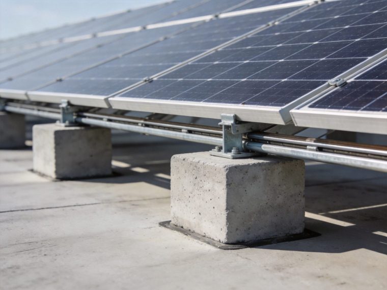 Ballasted solar foundation with concrete blocks