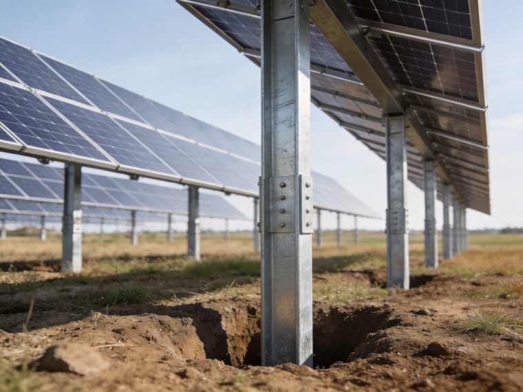 Driven steel pile foundation for a solar array