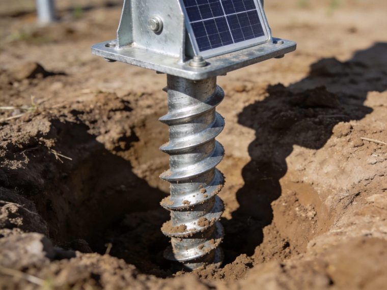 Helical ground screw foundation for solar, one of many mounting choices compared