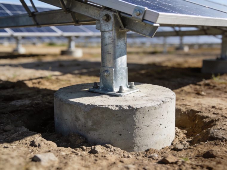 Concrete pier foundation with steel post for solar racking