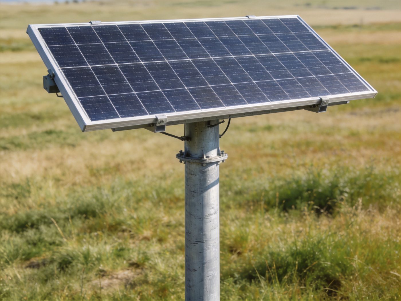 Pole-mounted solar array on a single steel pole